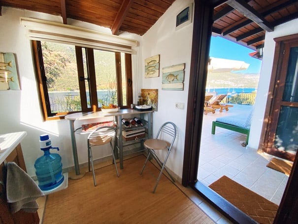 Looking from the Studio's detached kitchen to wide terrace