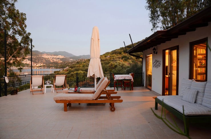 mellow sunset at the studio with wide terrace Kas
