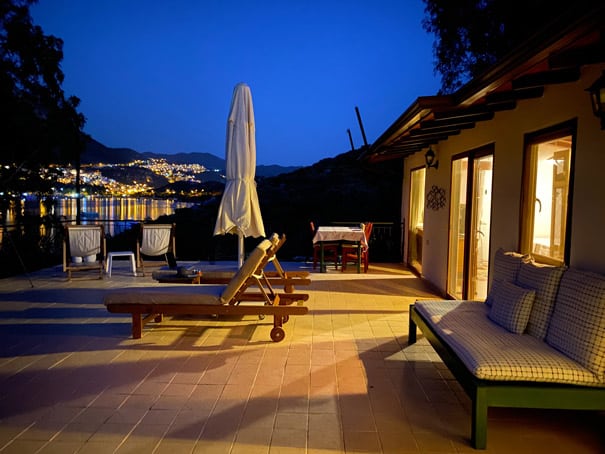 city lights fall onto the mediterranean sea with Kas Setur Marina by the shore